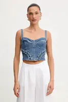 Džínový top Guess MARSY modrá barva, W5GH86 D4H7C
