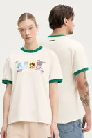 Bavlněné tričko Barrow béžová barva, s potiskem, S5BWUATH051