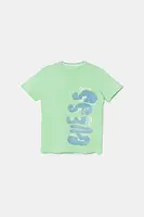 Dětské bavlněné tričko Guess zelená barva, s potiskem, L5GI12 K8HM4