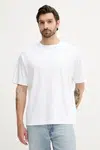 Bavlněné tričko Calvin Klein pánské, bílá barva, s aplikací, LV04LC206G