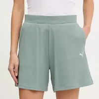 Kraťasy Puma dámské, zelená barva, high waist, 685026