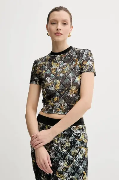 Tričko Versace Jeans Couture dámské, černá barva, 78HAH602 JS443