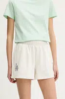 Kraťasy New Era dámské, béžová barva, high waist, 60596481