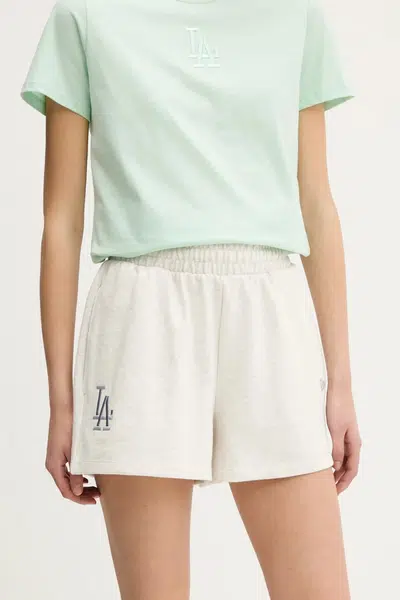 Kraťasy New Era dámské, béžová barva, high waist, 60596481
