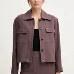 Bunda se lněnou směsí Pedro del Hierro hnědá barva, 6759177