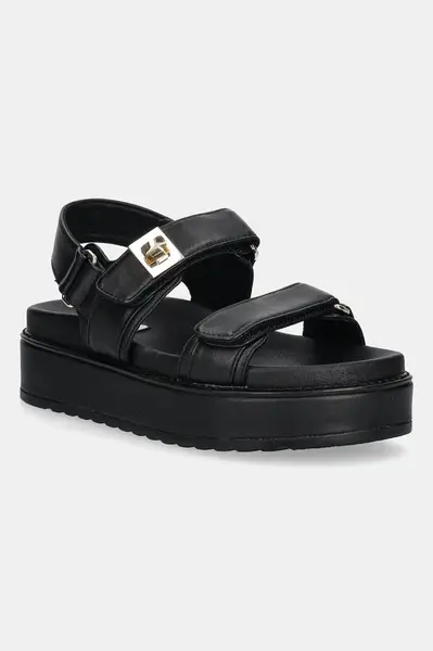 Kožené sandály Steve Madden Bigmona dámské, černá barva, na platformě, SM11003458