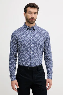 Bavlněná košile Pepe Jeans pánská, modrá barva, regular, s klasickým límcem, PM309092