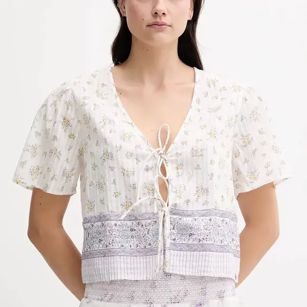 Bavlněná halenka Pepe Jeans dámská, béžová barva, vzorovaná, PL305106