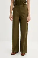 Kalhoty Sisley dámské, zelená barva, široké, high waist, 4ED4LE03G