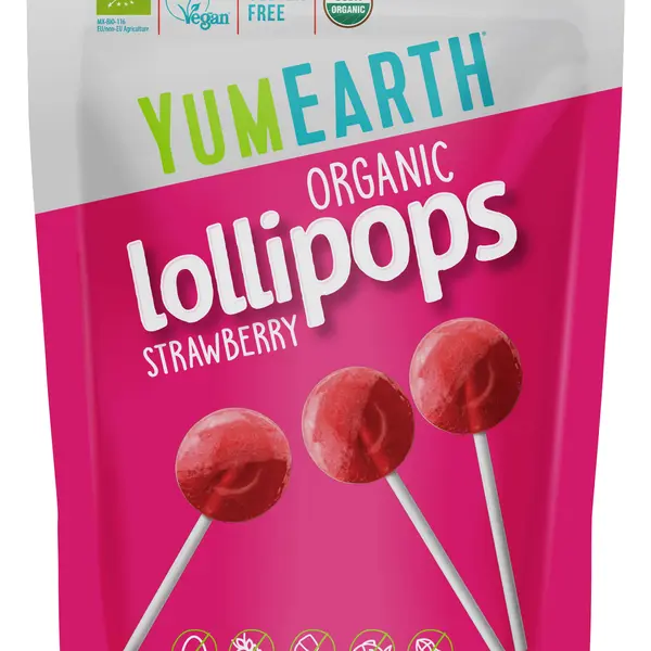 YUMEARTH BIO Ovocná lízátka s příchutí jahody 14 ks