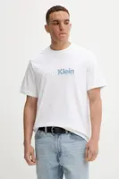 Bavlněné tričko Calvin Klein pánské, bílá barva, s potiskem, LV04RD822G