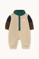 Kojenecký overal Tinycottons COLOR BLOCK POLAR SHERPA ONE-PIECE zelená barva, AW25-361