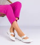 Gemre White patent ballet flats adorned with a buckle Furseda