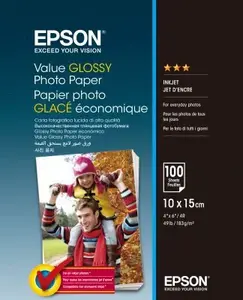 Epson Value Glossy Photo Paper C13S400039, 183 g/m2, 10x15cm, 100ks, lesklý, bílý, foto papír