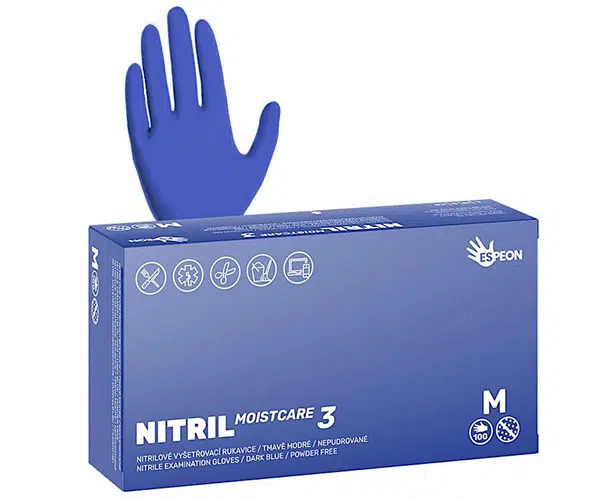 Nitrilové rukavice s hydratací Espeon Nitril Moistcare 3 - 100 ks, tmavě modré, velikost M (100189) + dárek zdarma