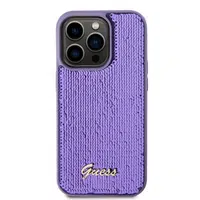 Zadní kryt Guess Sequin Script Logo pro Apple iPhone 14 Pro Max, fialová