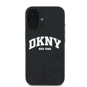 Zadní kryt DKNY Liquid Silicone Arch Logo MagSafe pro Apple iPhone 16 Plus, černá