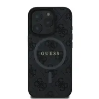 Zadní kryt Guess PU Leather 4G Colored Ring MagSafe pro Apple iPhone 16 Pro Max, černá