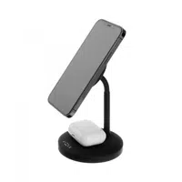 Stojánek s bezdrátovým nabíjením 2v1 FIXED MagStand s MagSafe, 15W+5W, černá