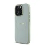 Zadní kryt Guess PU Grained Classic Logo MagSafe pro Apple iPhone 16 Pro Max, zelená