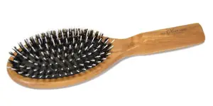 Plochý kartáč z olivového dřeva s kančími a nylonovými štětinami Keller 125 25 80 + dárek zdarma