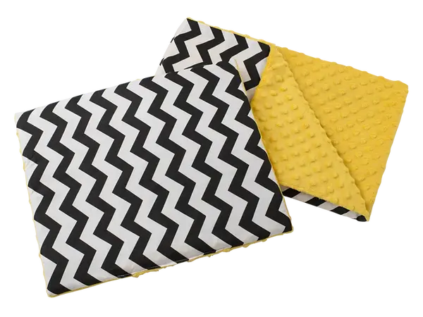 Medi Partners Quilt 55x75 + pillow 35x30 cotton + minky – Zygzag + yellow minky