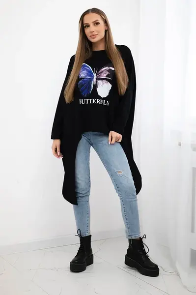 Halenka s potiskem oversize černá