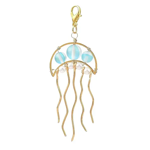 201 Stainless Steel & Synthetic Moonstone Beaded Pendants Decoration