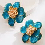 Flower Alloy Enamel Stud Earrings