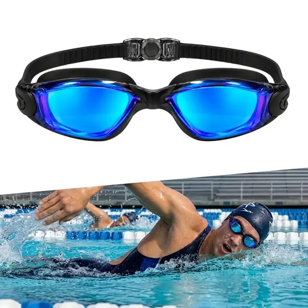 Plavecké brýle inSPORTline Clariflow Mirror černá s modrými zrcadlovými skly