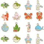 48Pcs 12 Styles Alloy Enamel Pendants