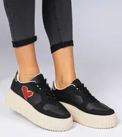 Gemre Black women's sneakers with a glittery heart Laira
