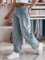 Dámské džíny wide leg s páskem