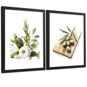Nacnic PLAKAT Sada 2 Vintage olivy A3 Černý rám