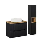 Petits-meubles KOUPELNOVÝ NÁBYTEK 80.4cm Riva 2er-Set Černá a dřevěná