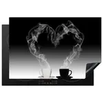 MuchoWow KRYT NA INDUKČNÍ DESKU Káva - Srdce - Černobílé - Šálky 76x51.5 cm