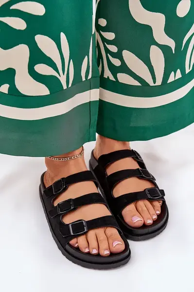 Boto Dámské Pantofle S Pásky A Přezkami Černé Uliri