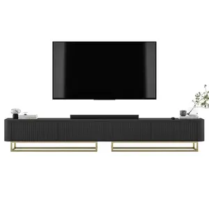 Meble Lindner TV stolek Aurora, sada 2 kusů s kovovým rámem, matná černá, 280 cm