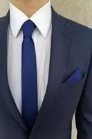 69641 Dewberry Mens Tie and Handkerchief Set-MIDNIGHT BLUE