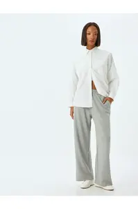 Koton Wide Leg Sweatpants Modal Fabric Elastic Waist Pocket Comfortable Cut