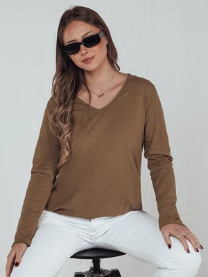 Bluzka damska oversize VAVLSTYLES gładka kamelowa Dstreet