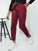 Dámské bordó chino kalhoty s pasem
