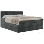 MKS POSTEL BOXSPRING SOLVEN KING 140/200 - Tmavě šedá Strukturovaná látka - Topper T25 - H4