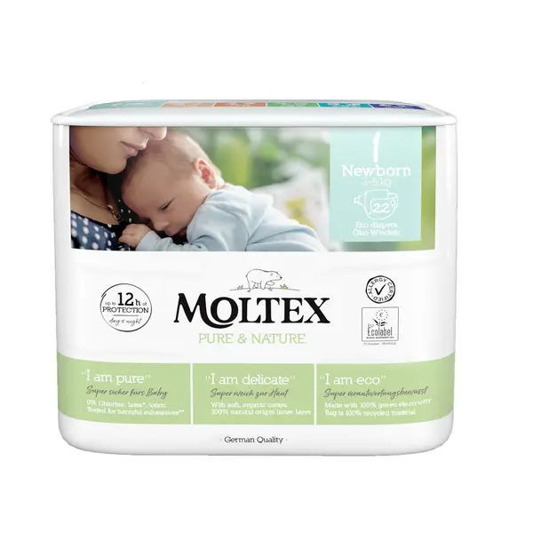 MOLTEX Pure & Nature Newborn 2-5 kg  22 kusů