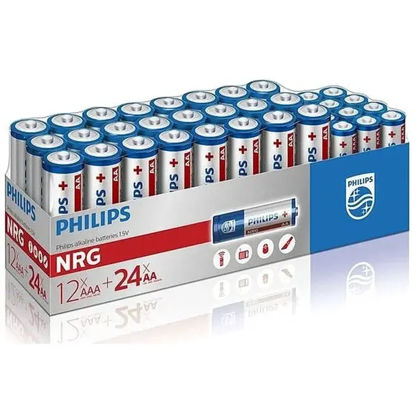 PHILIPS LR036G36W/10 Power Alkaline mikrotužkové a tužkové baterie 36 kusů