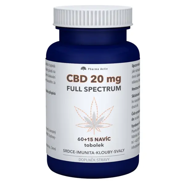 PHARMA ACTIV CBD full spectrum 20 mg 60 + 15 tobolek