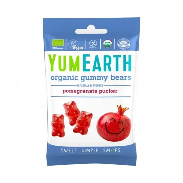 YUMEARTH Bio ovocní želé medvídci s příchutí granátového jablka 50 g