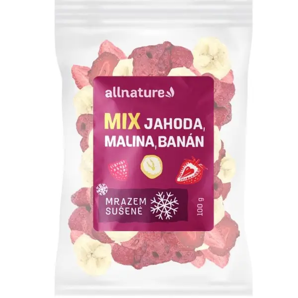 Allnature Mix lyofilizovaného ovoce jahoda, malina, banán 100 g