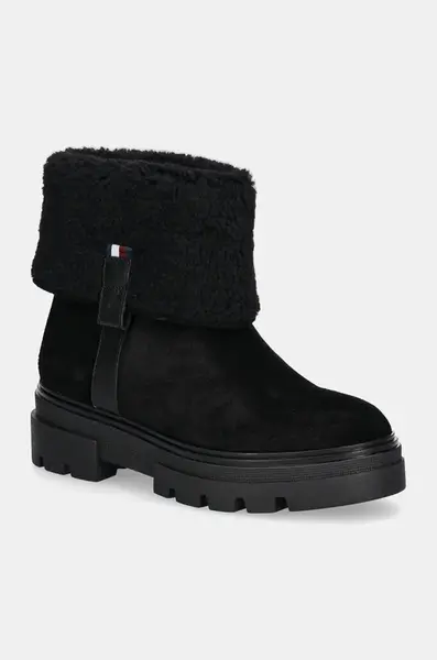Semišové boty Tommy Hilfiger FAUX FUR SUEDE ROLL-DOWN BOOT