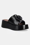 Kožené pantofle Kurt Geiger London Chelsea Flatform Mule Dr dámské, černá barva, na platformě, 3940900109